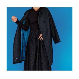 ノーカラーコート コート シロップ．　フランスの印象派画家モネの世界をまとうクラシックコート「チャコールグレー」 レディース