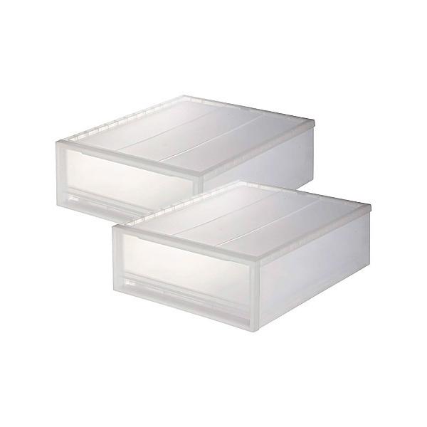 収納 「２個セット」ポリプロピレン　クローゼットケース　　小　約幅４４×奥行５５×高さ１８ｃｍ