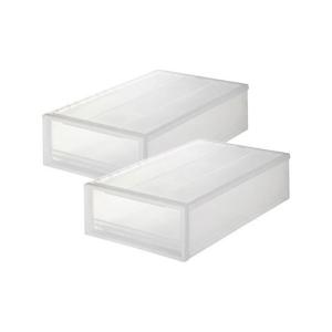 収納 「２個セット」ポリプロピレン　衣装ケース　　小　約幅４０×奥行６５×高さ１８ｃｍ