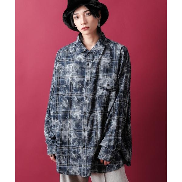 シャツ a.p.o.v. ケミカルブリーチチェックオーバーサイズシャツ メンズ レディース