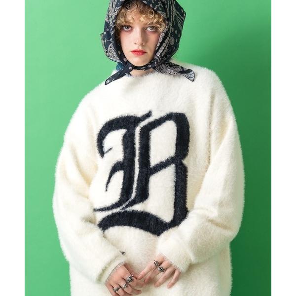 パーカー a.p.o.v. ビッグロゴアンゴラタッチファーニットセーター メンズ レディース