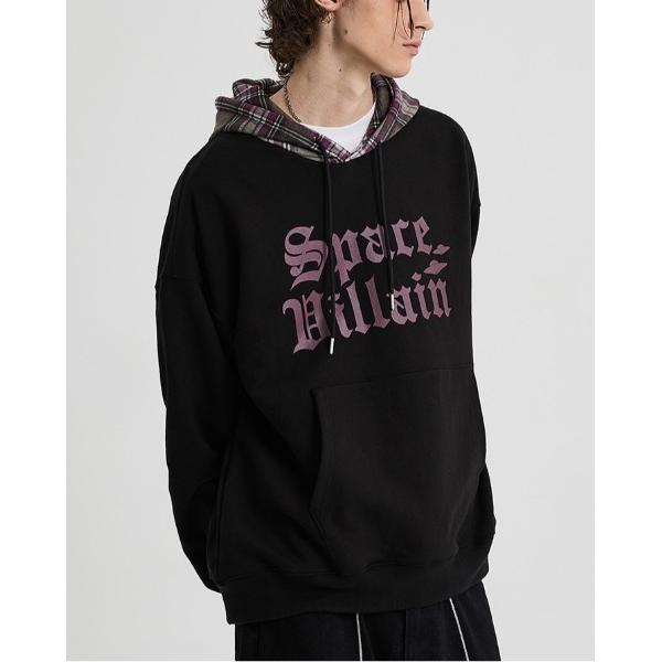 パーカー K-POPアイドル着用「UNISEX」HOODHOOD／Space チェックフード（ウラケ...