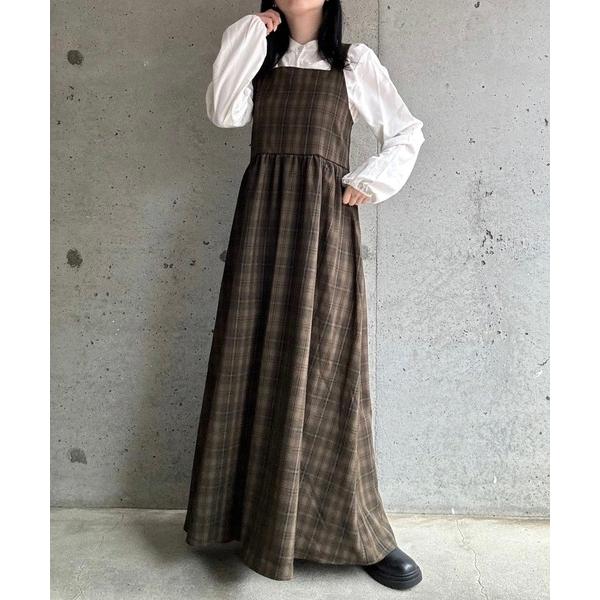 ワンピース バックリボンチェックワンピース