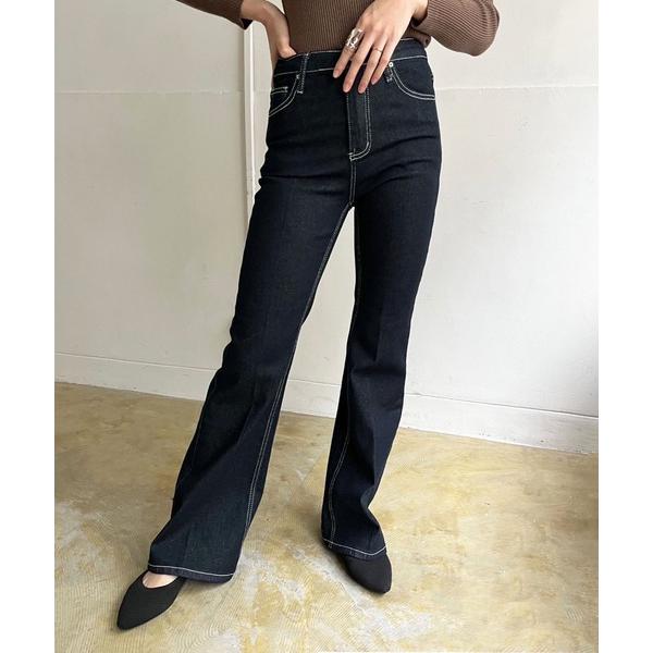ジーンズ デニム デニムパンツ センタープレスブーツカットデニムパンツ レディース