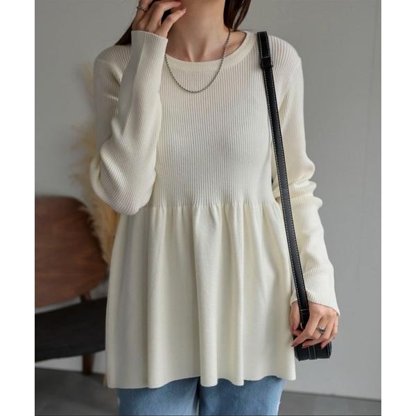 ニット セーター ペプラムニットトップス/プルオーバー/長袖 レディース