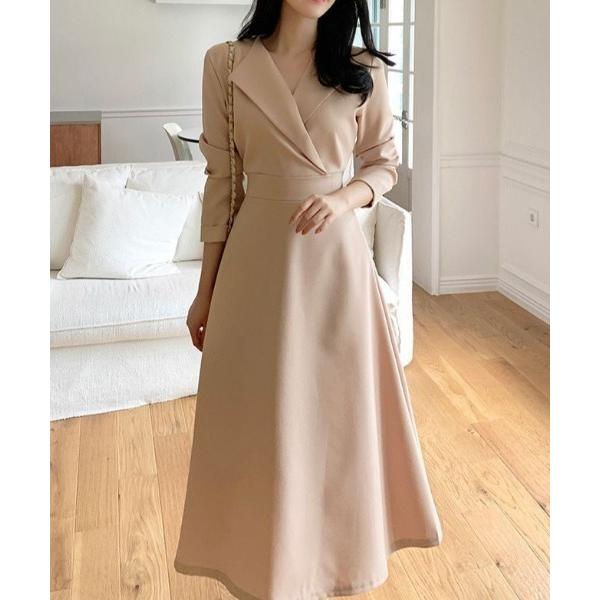 ワンピース オープンカラー美シルエットワンピース