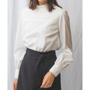 ブラウス シャツ 「NARACAMICIE」モールレース長袖ハイカラープルオーバー レディース