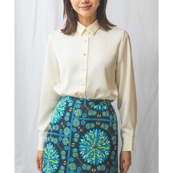 ブラウス シャツ 「NARACAMICIE」サテン長袖シャツ レディース