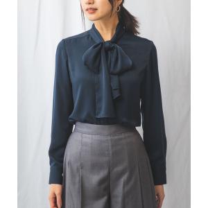 ブラウス シャツ 「NARACAMICIE」サテンボウタイ長袖ブラウス レディース
