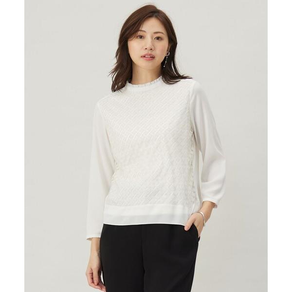 tシャツ パウダリーツイルレースコンビ カットソー レディース