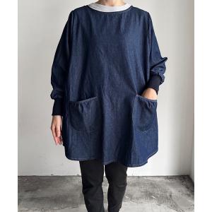 エプロン URT:リブ袖 デニムワンマイルプルオ...の商品画像