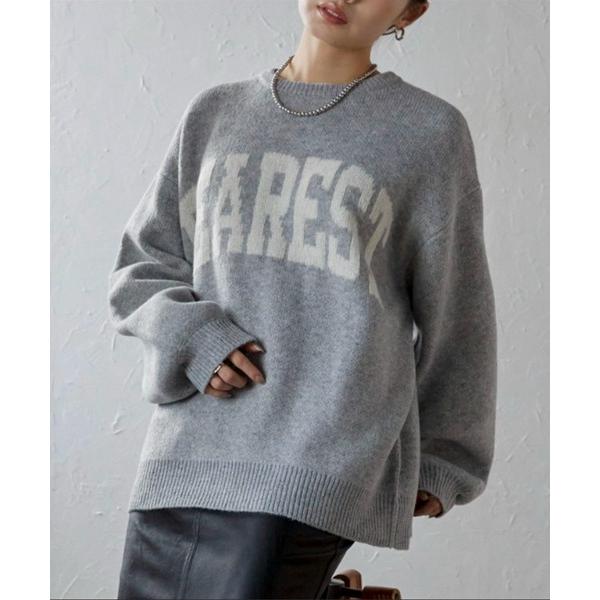 ニット セーター BIGロゴジャガーニット/ニットプルオーバー レディース