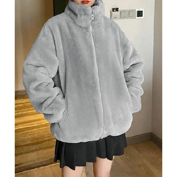 ブルゾン アウター スタンドカラーボアジャケット レディース レディース