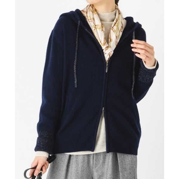 パーカー カシミヤ100％フーディーパーカー レディース