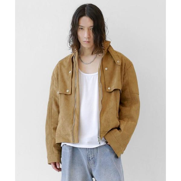 革ジャン ライダース フェイク スエードスタンドカラージャケット ライダースジャケットライダースジャ...