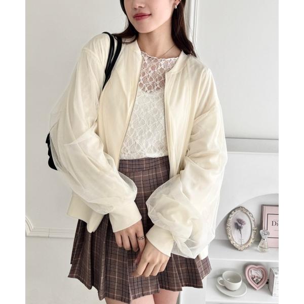 ブルゾン アウター チュールレイヤードシアーブルゾン レディース
