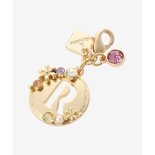 キーホルダー オーバルフラワーイニシャルファスナートップ(R)