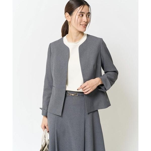 ジャケット ノーカラージャケット 「洗える/イージーケア/毛玉になりにくい/ストレッチ/吸水速乾」ツ...