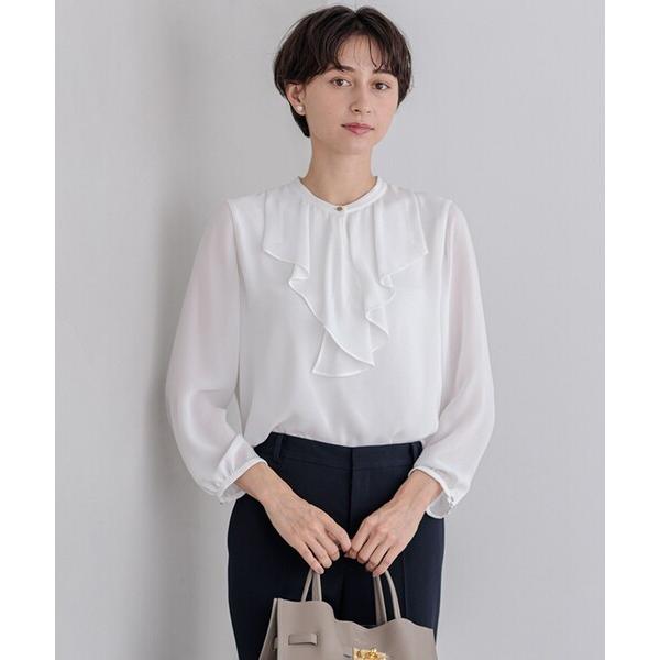 tシャツ 「洗える」ジョーゼットフリル  カットソー レディース
