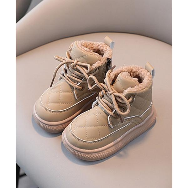 ブーツ 「shoes365」編み上げキルティング内ボアキッズブーツ キッズ 子供 男の子 女の子