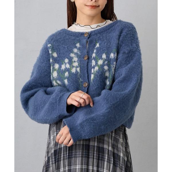 カーディガン フラワージャガードカーディガン レディース