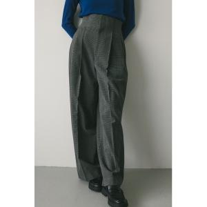 グレンチェック ワイドパンツ（レディースファッション