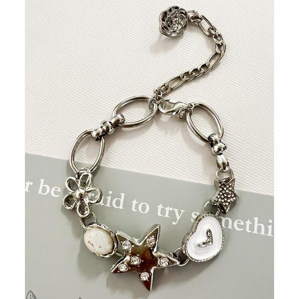 ブレスレット アンティーク調チャームチェーンブレスレット レディース