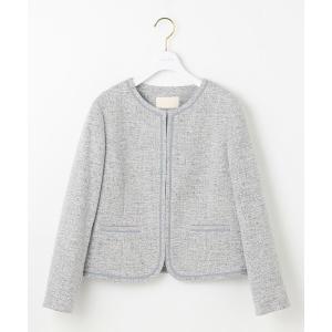 ツイードノーカラーミドルジャケット ANY SIS（エニィスィス） ジャケット ノーカラージャケット ツイード