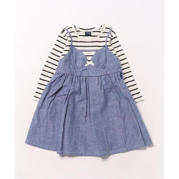 ワンピース キャミレイヤード風長袖ワンピース キッズ 子供服 女の子