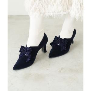 ブーツ 7cmリボンベルベットブーティー(0585） レディース