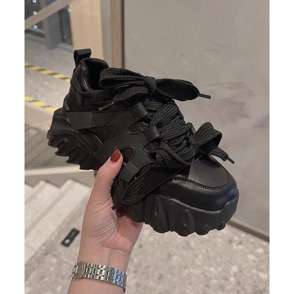 スニーカー 太紐厚底チャンキースニーカー レディース