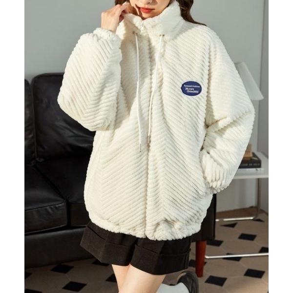 ブルゾン アウター ワンポイントボアジャケット レディース