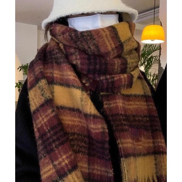 ストール マフラー チェックビッグストール レディース