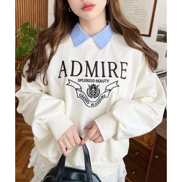 トレーナー スウェット 裏毛ロゴ刺繍入りスウェット レディース