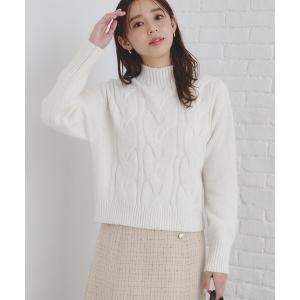 ニット セーター 「美人百花掲載」スパンコールケーブルニット「洗濯機洗い可」 レディース