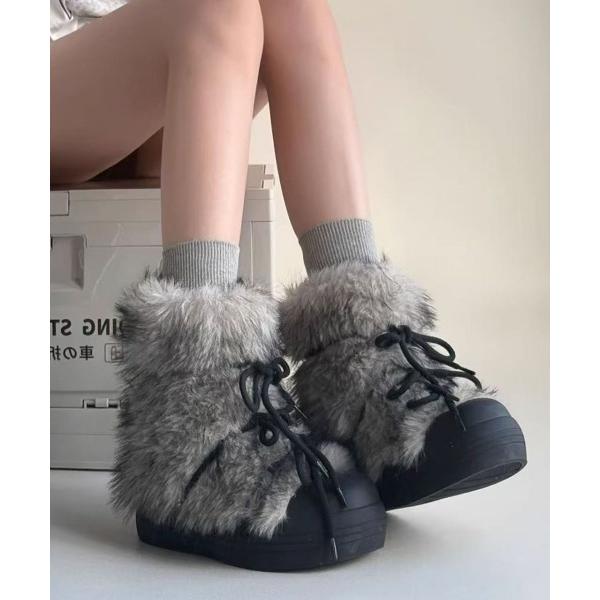 ブーツ フワフワ厚底ボアブーツ レディース