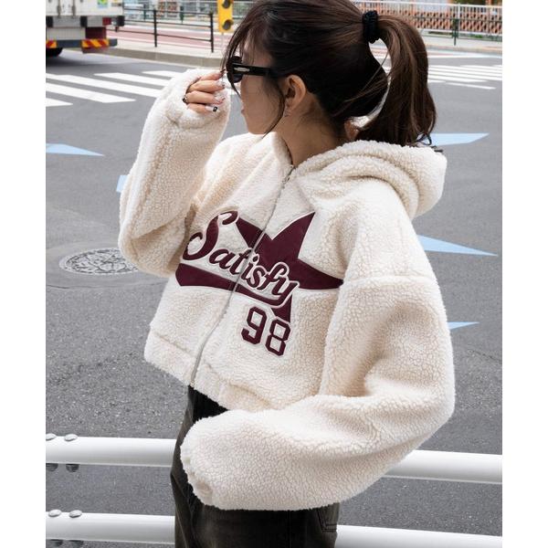 ブルゾン アウター WEGO/ロゴショートボアパーカー レディース