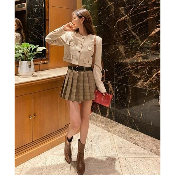 ジャケット ノーカラージャケット シングルブレストクロップドジャケット レディース
