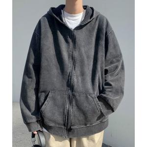 NEW GENTLEMAN パーカー ブラックアウト ピグメント加工 オーバー