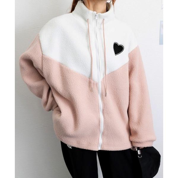 ブルゾン アウター スタンドカラーボアジャケット バイカラー レディース