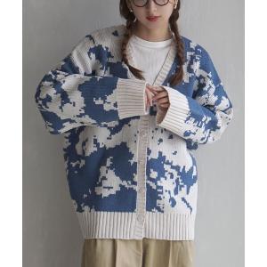 ニット セーター ピクセルVネック ニットカーデ...の商品画像