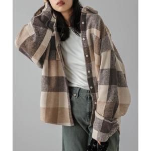 ブラウス シャツ オーバーサイズ チェック柄ジャケット レディース