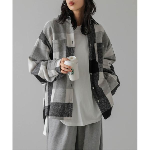ブラウス シャツ オーバーサイズ チェック柄ジャケット レディース