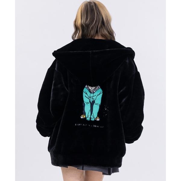 ブルゾン アウター 「a-r」「Red Cap Girl/レッドキャップガール」ラビットファー バッ...