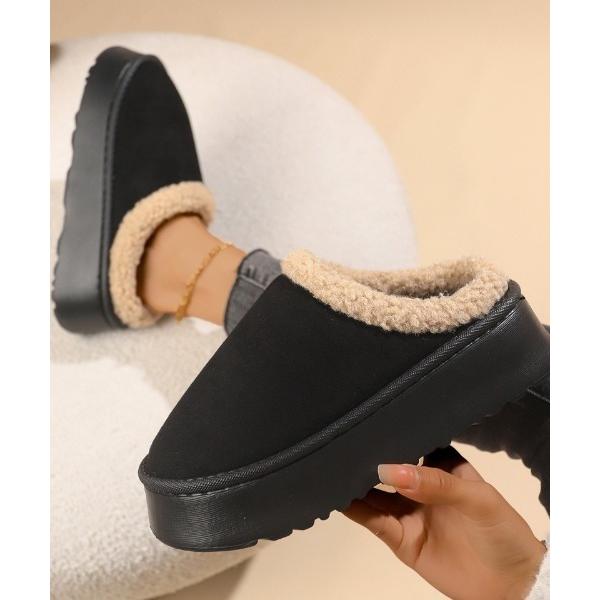 スリッポン もこもこ フェイクムートン スリッポン レディース