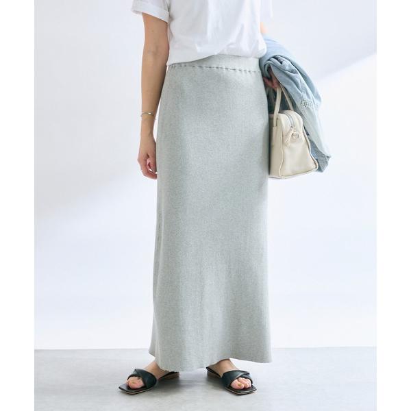 スカート 「美シルエット」コットンリブニットスカート