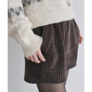 パンツ ウエストゴムコーデュロイニットショートパンツ レディース