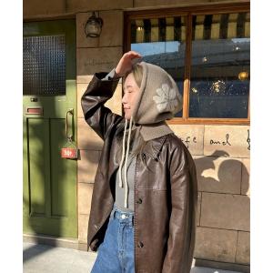 ニット帽 ニットキャップ 花柄ニットバラクラバ レディース