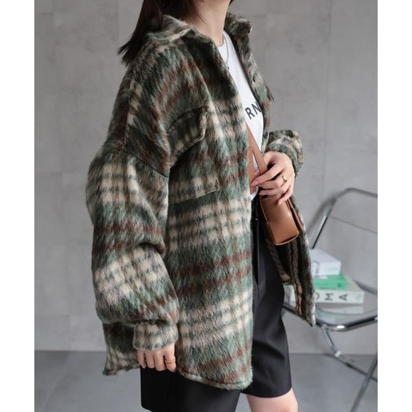 「ユニセックス商品」ビッグシルエットチェックシャツ/ブルゾン/ジャケット レディース メンズ