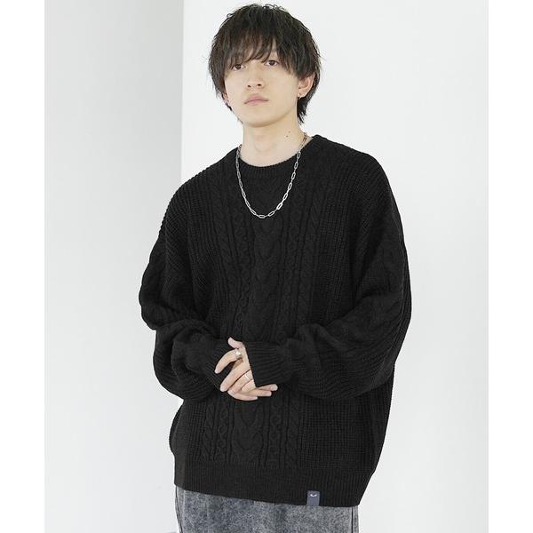 セーター ニット 「MinoriTY」袖ルーズシルエットケーブル編みニットセーター メンズ ビッグシ...